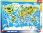 Trefl - Puzzle - Mapa světa se zvířátky