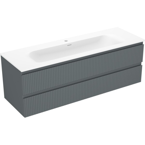 MEXEN/S - Rivel koupelnová skříňka 140 cm s umyvadlem Vela, 2 zásuvky, reliéf , grafit mat/bílá mat - 91A20-14047-2-BFF66-W23M 91A20-14047-2-BFF66-W23M01