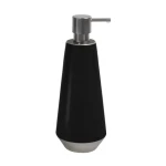 Spirella JOSHUA černo-stříbrná / Dávkovač mýdla / keramika / 650 ml / 9 × 9 × 24,5 cm