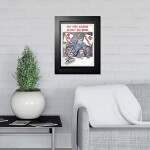 Mustang Obraz v rámu New York Rangers NHL Program Cover vs. Detroit Red Wings Bench Jump