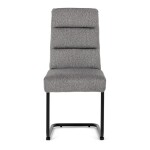 Židle jídelní, taštičkové pružiny v sedáku, madlo na opěráku, světle šedá látka, černý kov
