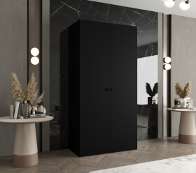 Šatní skříň Abi Parma 1 Rozměry: 100 cm, Pásky / úchyty: Černá, Barva korpusu + barva dveří: Černá + Černá