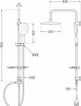 MEXEN/S - T22 černá sprchový sloup 798222293-70