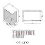 CERANO - Sprchový kout Lantono L/P - 8 mm - Soft-Close - černá matná, grafitové sklo - 110x90x195 - posuvný CER-8050BD7517