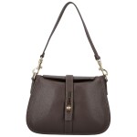 Módní dámská kožená kabelka na rameno Deimis, tmavě hnědá