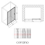 CERANO - Sprchové posuvné dveře Varone LINE L/P - 6 mm - černá matná, grafitové sklo - 130x195 CER-478114