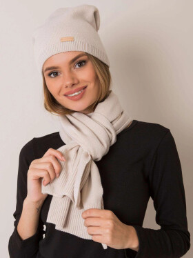 Dámský set čepice a šála KMPL-1 - RUE PARIS béžová one size