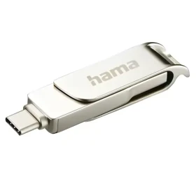 Hama C-Rotate Pro stříbrná / Flash disk / USB-C 3.1 + USB 3.0 / 128 GB / 100 MB/s
