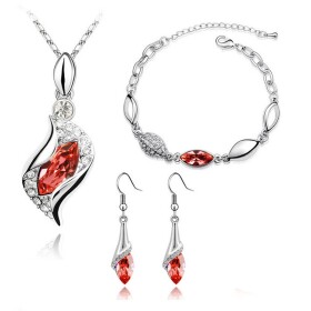 Souprava náhrdelníku, náušnic a náramku Andělské slzy Garnet, Červená 40 cm + 5 cm (prodloužení)