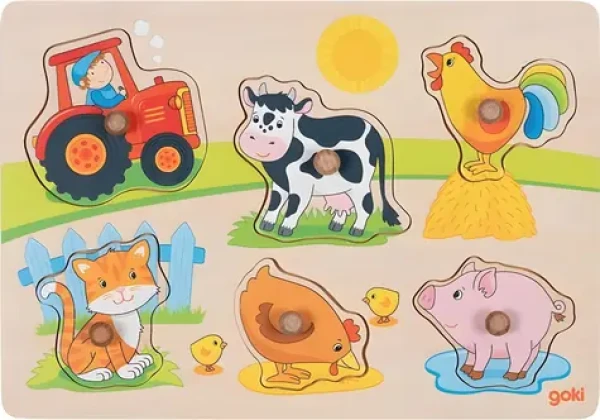 GOKI Dřevěná vkládačka Na farmě