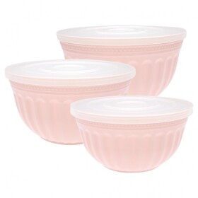 GREEN GATE Úložné kuchyňské dózy Alice Pale Pink - set 3 ks, růžová barva, plast