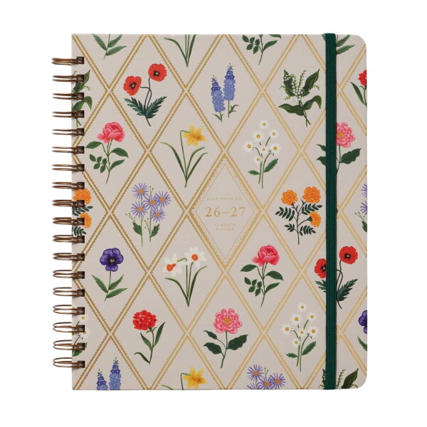 Rifle Paper Co. Kroužkový diář na 17 měsíců 2026/2027 Garden Study, béžová barva, papír