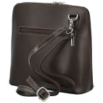 Módní dámská kožená crossbody kabelka Adiara, tmavě hnědá