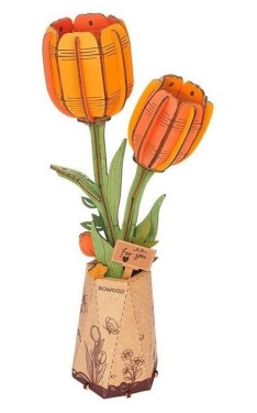 3D Dřevěná skládačka: Oranžový tulipán