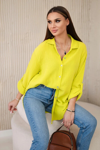 Bavlněná mušelínová košile oversize kiwi UNI