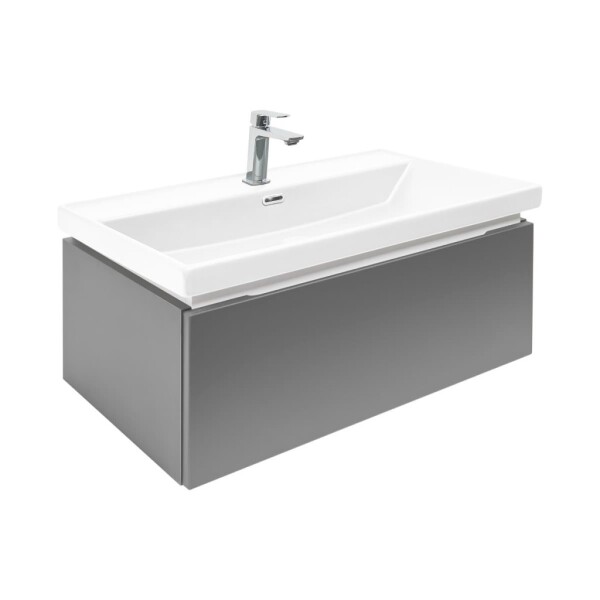 Koupelnová skříňka s umyvadlem a baterií SAT Feel 80x30x44,8 cm antracit mat SATFEEL80ANTU4BA SATFEEL80ANTU4BA