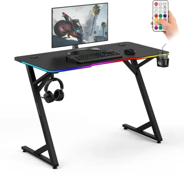 SENSE7 VOLT RGB černý / Herní stůl / 120x60 cm (5902659849281)
