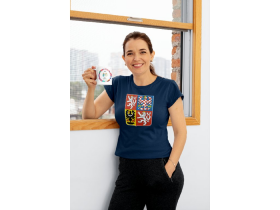 FansArena Dámské tričko David Pastrňák #88 Czech National Emblem 2025 Navy Velikost: L