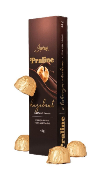 ISPIRITI PRALINE s lískovým ořechem v 70% hořké čokoládě 44g
