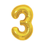 Balónek fóliový 85 cm zlatý číslo 3 - Albi