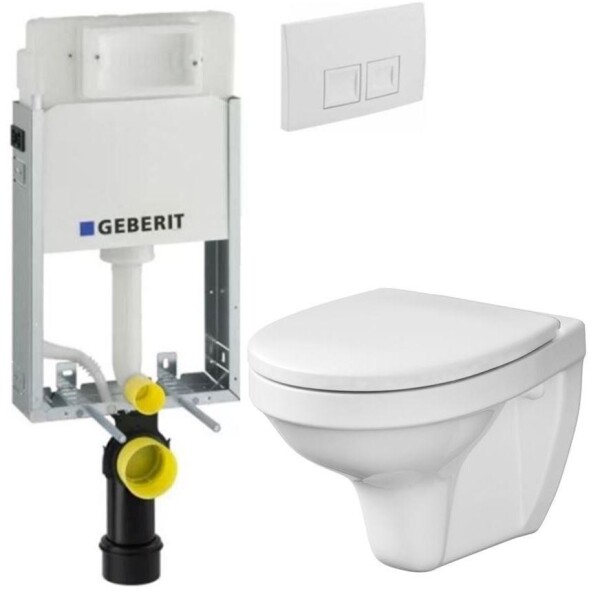 GEBERIT KOMBIFIXBasic vč. bílého tlačítka DELTA 50 + WC CERSANIT DELFI + SEDÁTKO 110.100.00.1 50BI DE1