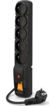 Acar F5 5m kabel / Prodlužovací přívod s přepěťovou ochranou / 5 zásuvek / černá (W0102)