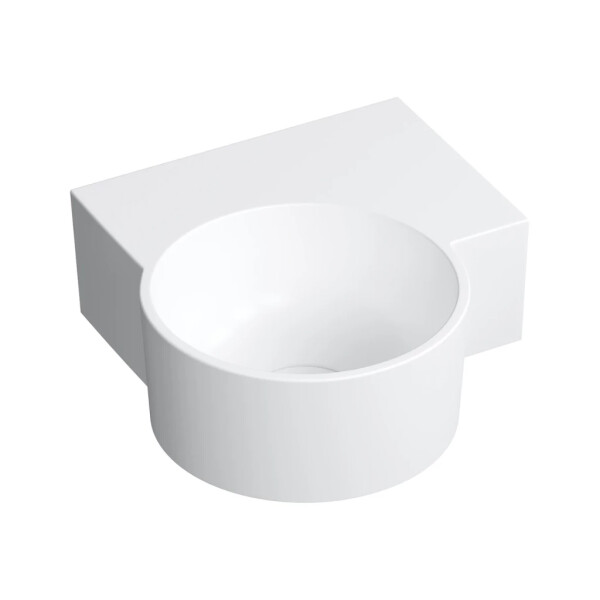 OMNIRES - OVO M+ umyvadlo na desku/závěsné - pravé, 33 x 34 cm, bílé mat; OVO335UWPBM