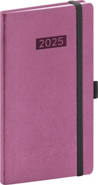 Diář 2025: Diario růžový, kapesní, 15,5 cm