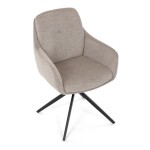 Židle jídelní, 180° otočný mechanismus, šedá voděodolná látka, černý kov