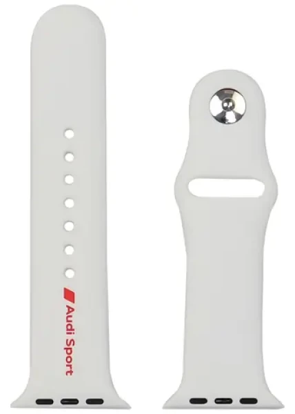 Audi Sport Red Logo Silicone Strap pro Apple Watch 44/45/46/49 mm bílá / Řemínek / Silikonový (AUS-SR-AW44-49-R8/D2-WE)