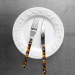 SABRE PARIS 4-dílná sada příborů Bistrot Brillant – Faux Tortoise, hnědá barva, kov, plast