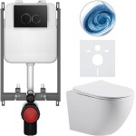 CERANO Kompletní WC set Basic/Cesso - bílá lesklá - WC tlačítko Dualo/Černá - pro zazdění - 49x36 cm - 8050BD85976
