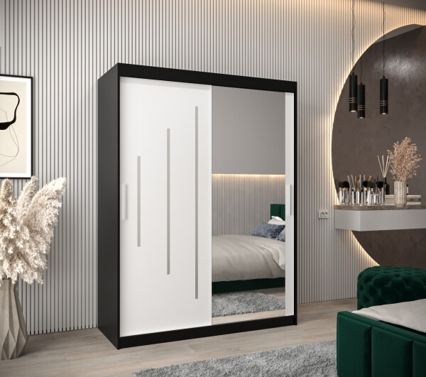 Šatní skříň Abi Y2 Barva korpusu: Černá, Rozměry: 150 cm, Dveře: Bílá