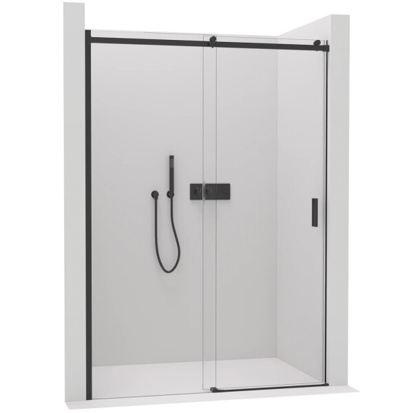 CERANO - Sprchové posuvné dveře Santoro L/P - 6 mm - černá matná, transparentní sklo - 130x195 CER-429739