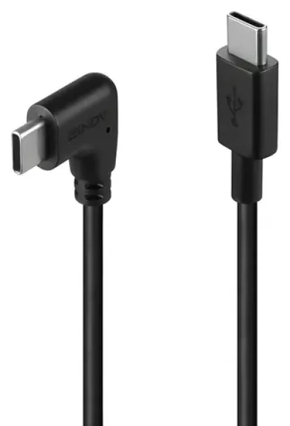 Lindy USB-C - USB-C 90° černá / USB kabel / USB 2.0 / 1 m / PD 60W (32005)
