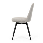 Židle jídelní, krémová látka, 360° otočný mechanismus, černý matný lak, kovové nohy