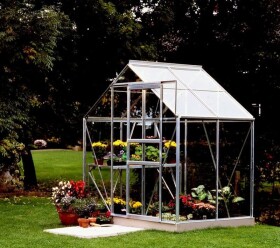 Skleník z čirého kaleného skla Vitavia Venus 2500, sklo 3 mm (stříbrný)