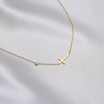 Náhrdelník s křížkem a zirkonem Dorothea Gold, Zlatá 40 cm + 5 cm (prodloužení)
