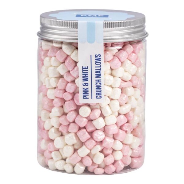 Křupavé mini marshmallows bílé a růžové perleťové PME (86 g)