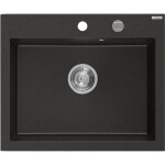 MEXEN - Elix granitový dřez 1-miska 600 x 500 mm, černá/zlatá metalik, sifon chrom 6525601005-75
