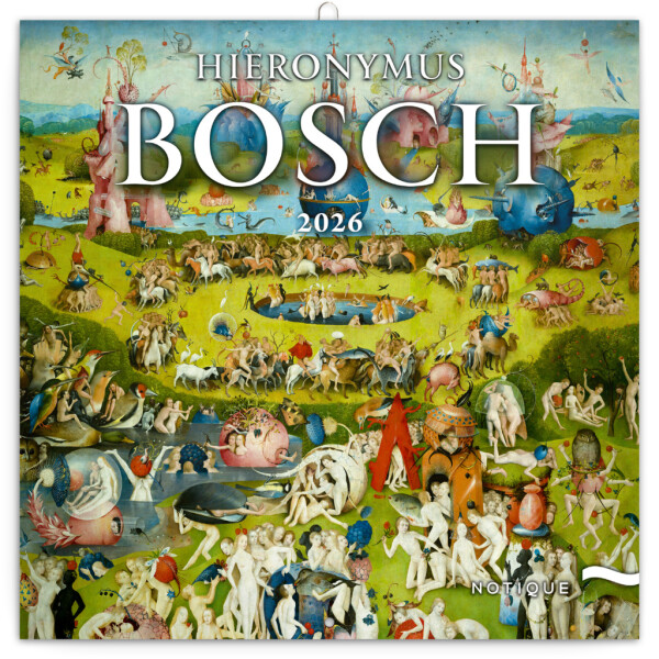 Nástěnný poznámkový kalendář 2026 NOTIQUE - Hieronymus Bosch, 30 x 30 cm
