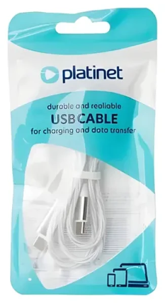 Platinet USB-C - USB-C bílý / Nabíjecí kabel / LED / 60W / 3A / 1m (PSCC1L)
