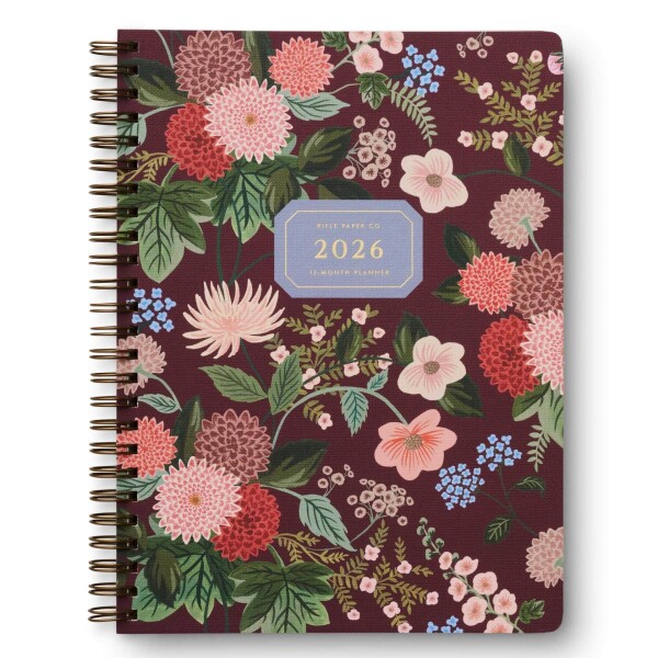 Rifle Paper Co. Plánovací kroužkový diář 2026 Dahlia, červená barva, papír