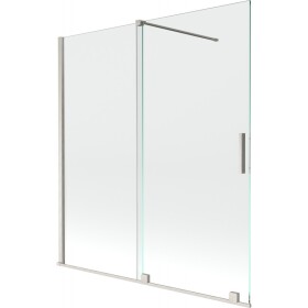 MEXEN/S - Velar dvoukřídlá posuvná vanová zástěna 150 x 150, transparent, nikl kartáčovaný 896-150-000-01-97
