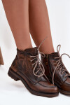 Dámské kotníkové boty z pravé kůže na ploché podrážce Maciejka 07063-02 hnědé 41