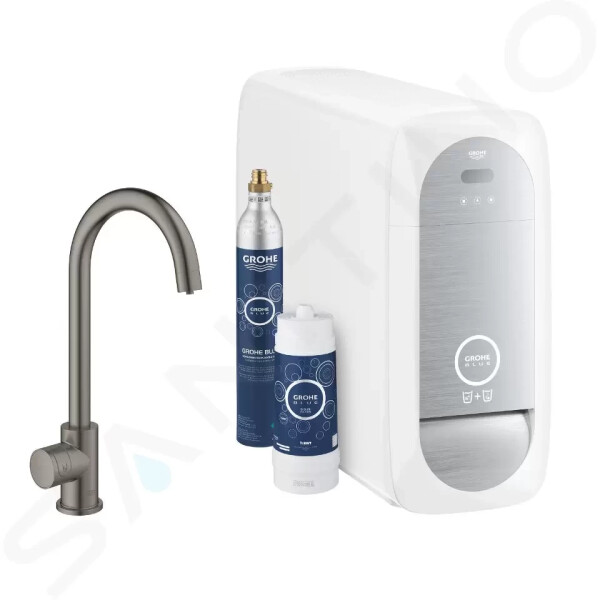 GROHE - Blue Home Dřezový ventil Mono Connected, s chladícím zařízením a filtrací, kartáčovaný Hard Graphite 31498AL1