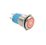 LED vodotěsný spínač 12 mm - Červené podsvícení, 12 - 24V