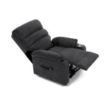 Křeslo polohovací elektrické, 1 motor, šedá látka, bezdrátové nabíjení pro mobilní telefon