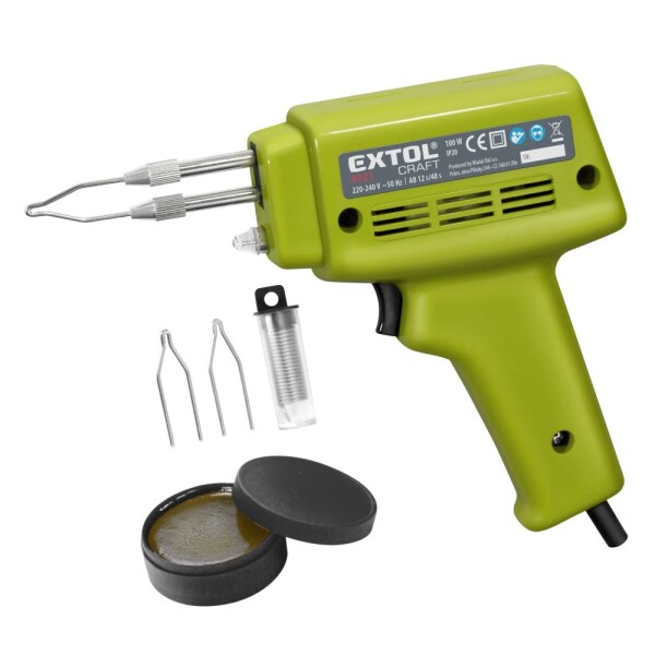 EXTOL CRAFT 9921 Pájka pistolová, 100W, transformátor, sada v kufru