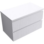 CERANO Koupelnová skříňka Carole + deska pod umyvadlo Navira Pro - 36 mm - bílá matná rýhovaná - 80x51,6x46 cm